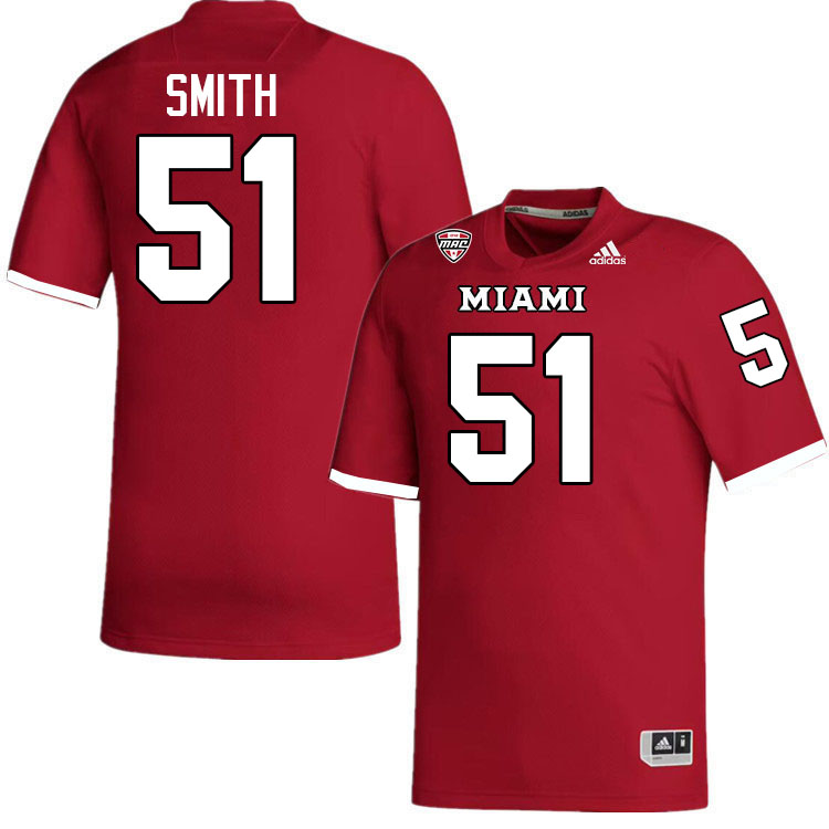 Miami University Redhawks #51 Eric Smith College Football Jerseys Stitched-Red